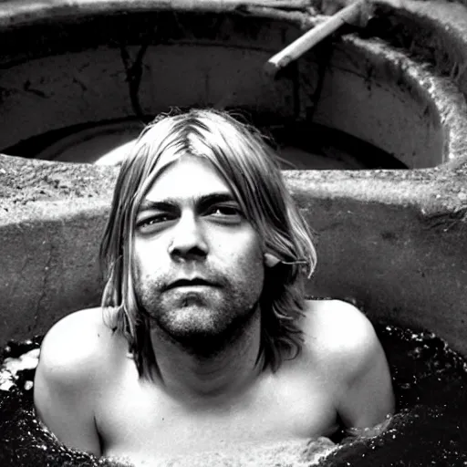 Image similar to Kurt Cobain in a drain