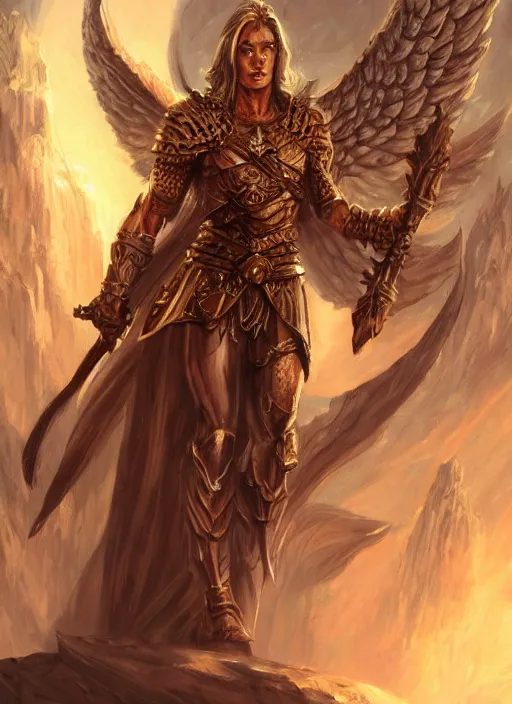 Image similar to first testament angel, ultra detailed fantasy, dndbeyond, bright, colourful, realistic, dnd character portrait, full body, pathfinder, pinterest, art by ralph horsley, dnd, rpg, lotr game design fanart by concept art, behance hd, artstation, deviantart, hdr render in unreal engine 5