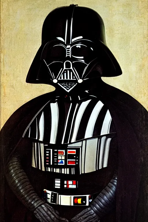 Prompt: portrait of Dart Vader by Hans Holbein,