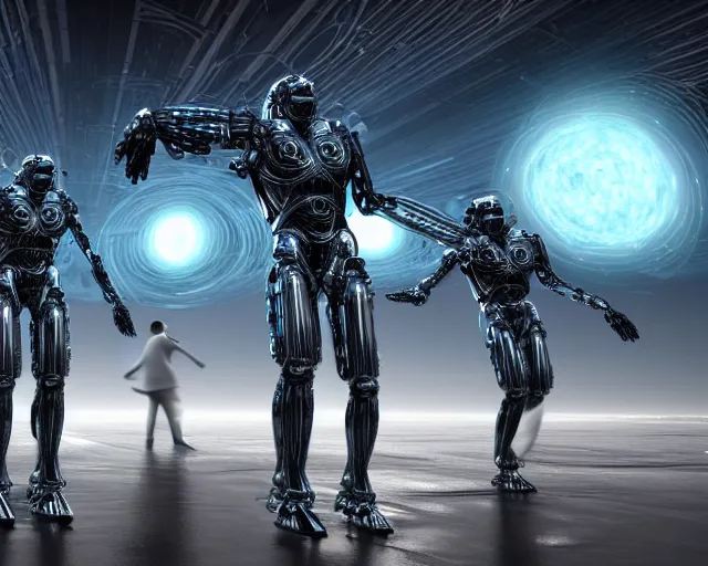 Image similar to love, joy, realistic textured magnetosphere humanoids, complex cybernetic glowing vortexes, large array, ornate, cinematic light shadows, hdr refractions, insanely detailed rendering, cybernetic civilisations, 8 k, *