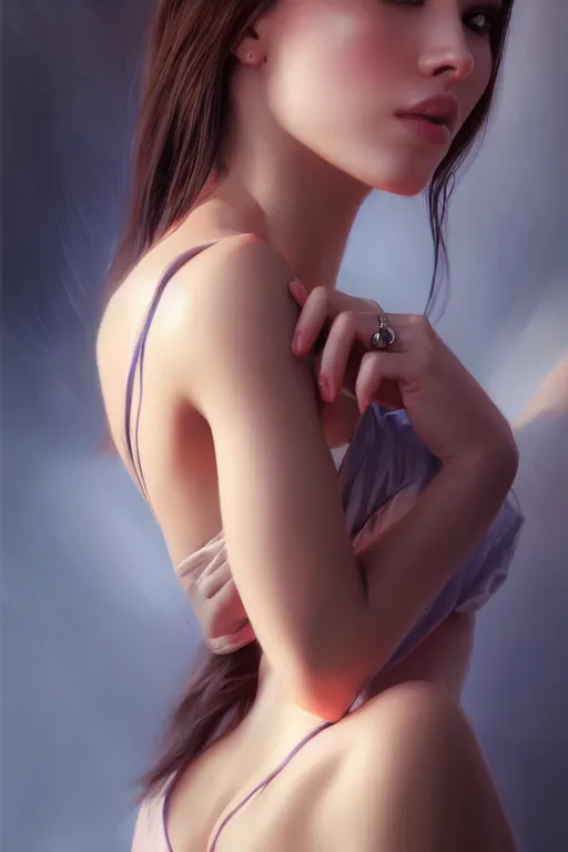 Image similar to photo of a gorgeous young woman in the style of stefan kostic, realistic, sharp focus, 8k high definition, insanely detailed, intricate, elegant, art by stanley lau and artgerm