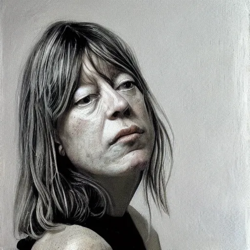 Prompt: high quality high detail painting by lucian freud, hd, portrait of kim gordon, photorealistic lighting