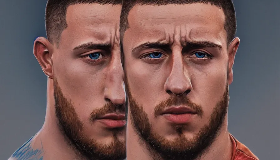 Image similar to hand paited bust of eden hazard, hyperdetailed, artstation, cgsociety, 8 k