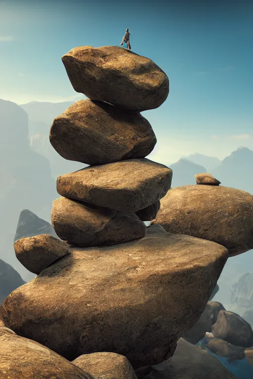 Prompt: panorama photograph of impossible balancing rocks, unreal 5, DAZ, hyperrealistic, octane render, Regal, Refined, Detailed Digital Art, dynamic lighting, Highly Detailed, Cinematic Lighting, Unreal Engine, 8k, HD