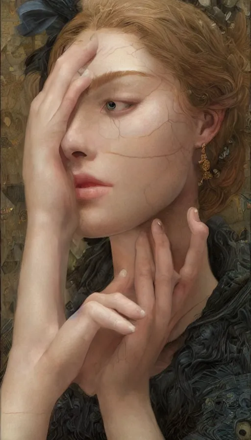 Prompt: epic masterpiece gossip girl on the market, sweaty skin, hyperrealistic, octane render, cinematic, beautiful face and flawless skin, perfect hands, 5 fingers, by Edgar Maxence and Ross Tran and Michael Whelan, Legends of Runeterra