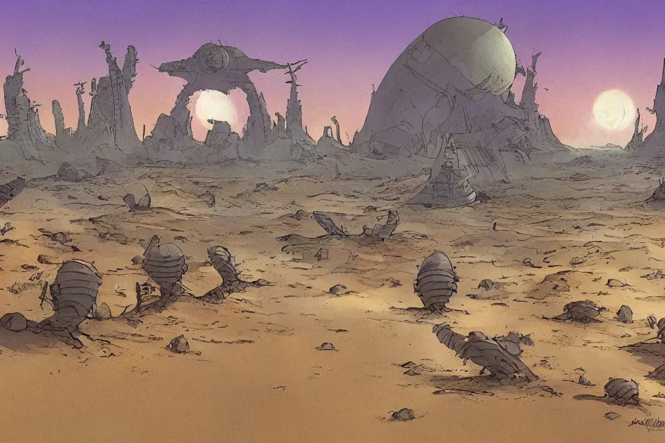 Image similar to sci-fi scene of a seashell where the warrior kids live, in the style of john harris and roger deakins by moebius