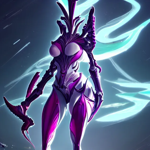 Image similar to highly detailed giantess shot exquisite warframe fanart, worm's eye view, looking up at an exquisite giant beautiful stunning saryn prime female warframe, as a stunning anthropomorphic robot female dragon, looming over you, dancing elegantly over you, your view upward between the legs, white sleek armor with glowing fuchsia accents, proportionally accurate, anatomically correct, sharp robot dragon paws, two arms, two legs, camera close to the legs and feet, giantess shot, upward shot, ground view shot, paw shot, leg and thigh shot, elegant front shot, epic low shot, high quality, captura, realistic, sci fi, professional digital art, high end digital art, furry art, macro art, giantess art, anthro art, DeviantArt, artstation, Furaffinity, 3D realism, 8k HD octane render, epic lighting, depth of field