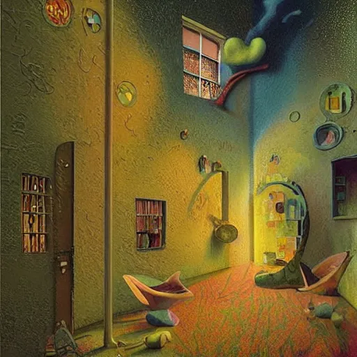 Image similar to colourful scene from a dream. digital artwork by vincent bons, michael whelan, remedios varo and gerardo dottori. grainy and rough. interesting pastel colour palette. beautiful light. oil and water colour based on high quality render.