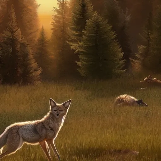 Image similar to a coyote sanctuary, featured on artstation