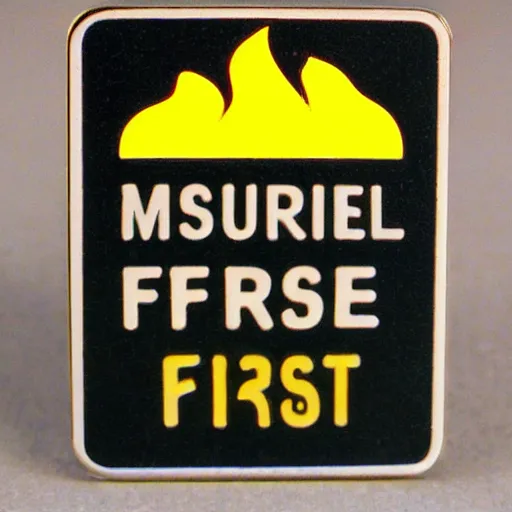 Image similar to a photo of a retro 1 9 7 0 s minimalistic clean fire warning label enamel pin, no text, studio lighting, behance