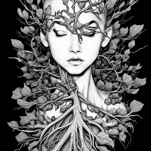 Prompt: digital art, intricate veins and roots by James Jean and by artgerm , ultradetailed, trending on artstation,