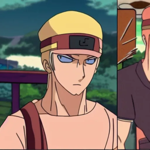 Prompt: Ryan Gosling in Naruto Shippuden anime style