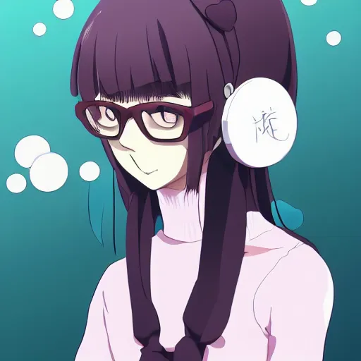 Prompt: adorable cute demure anime librarian wearing woolen sleeveless turtleneck. glasses girl. view from above. boyfriend angle. By hiromu arakawa. fanart Studio Trigger. hd upscaled pixiv. sharp focus. trending image.