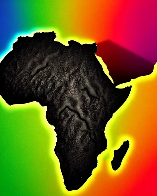 Image similar to a extremely ultra highly detailed hi - res ultra highly detailed colorful logo of africa black backround, zoom out, 8 k, high textures, ultra hyper sharp, insanely detailed and intricate, super detailed, 3 d render, 8 k hdr ultra high quality polygon digital art,