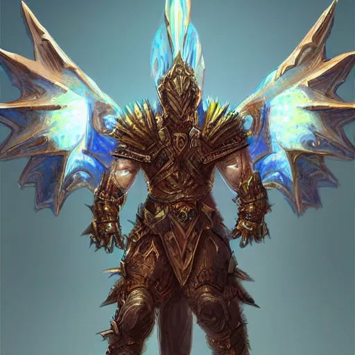 Prompt: concept art of warrior heavy crystal dragon armor, perfect symmetry, digital art, d & d digital painting, intricate details, ultra realistic, volumetric lighting, warm colors advance, cell shading