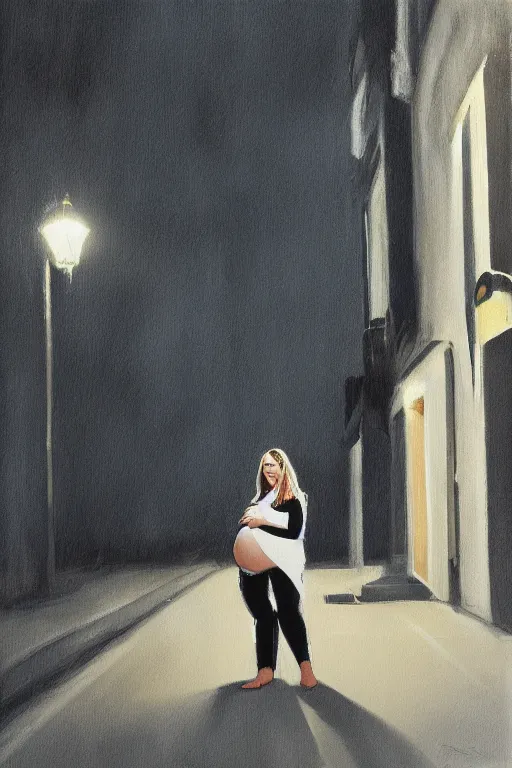 Image similar to pregnant woman under street light by Irina French