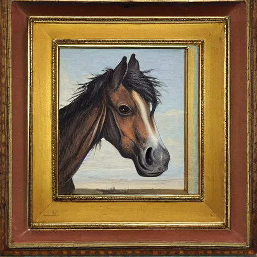 Image similar to a roccoco painting of a horse smoking a pipe