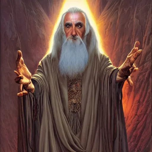 Image similar to majestic Saruman the wise wizard by Mark Brooks, Donato Giancola, Victor Nizovtsev, Scarlett Hooft, Graafland, Chris Moore