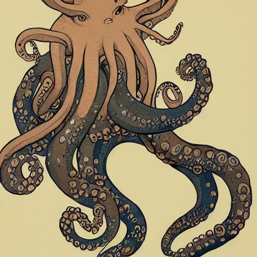 Prompt: The love of an octopus, style of Hokusai, artstation,