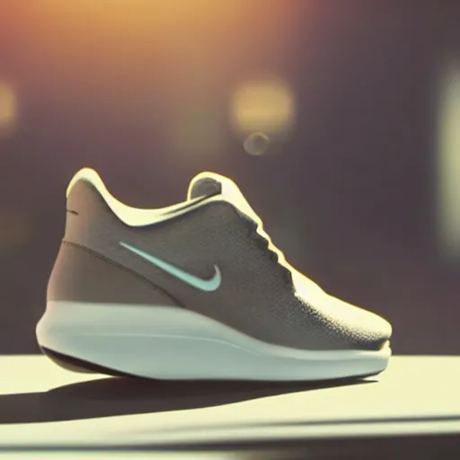 Image similar to a cinematic shot of a futuristic nike shoe