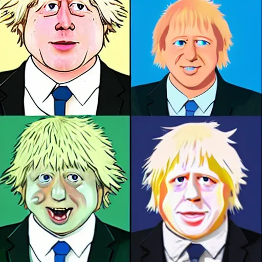 Prompt: Boris Johnson in the style of Studio Ghibli and Dan Munford