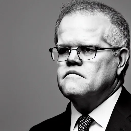 Image similar to ultrarealistic photo of former prime minister scott morrison lurking in the shadows in the style of film noir, 8 k, raw, unedited, symmetrical balance, in - frame