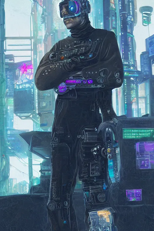 Image similar to manfred clynes as a cyberpunk cyborg