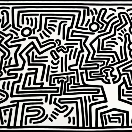 Image similar to a picture drawn by keith haring of people fighting