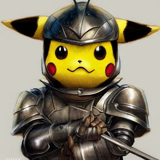 Image similar to pikachu as a realistic fantasy knight, closeup portrait art by donato giancola and greg rutkowski, realistic face, digital art, trending on artstation, symmetry!!