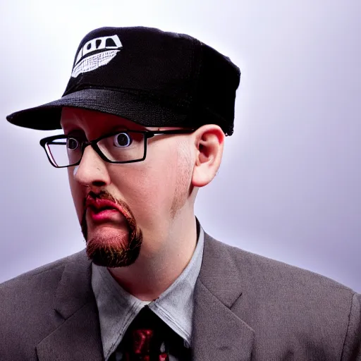 Image similar to Doug Walker Nostalgia Critic is god in heaven, dramatic lighting, photograph, bright