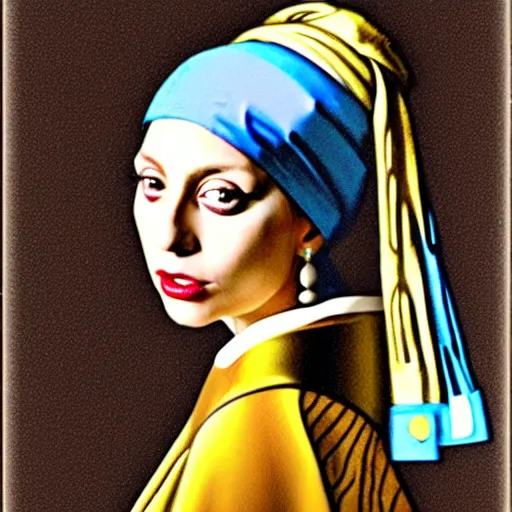 Prompt: lady gaga in the style of Girl with a Pearl Earring