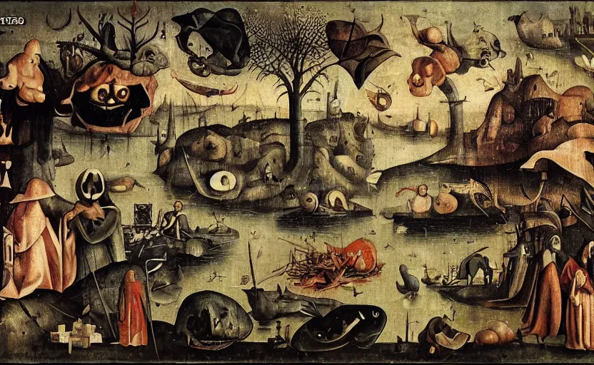 Prompt: among us video game in the style of hieronymous bosch, imposters, sus, amogus