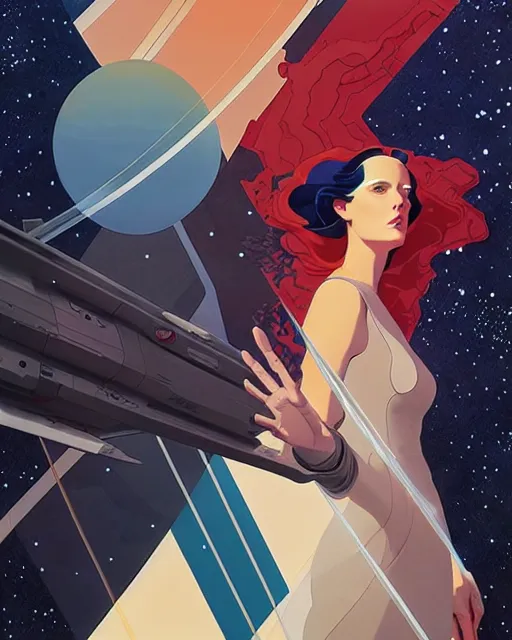 Prompt: joshua middleton comic cover art, space castle, science fiction