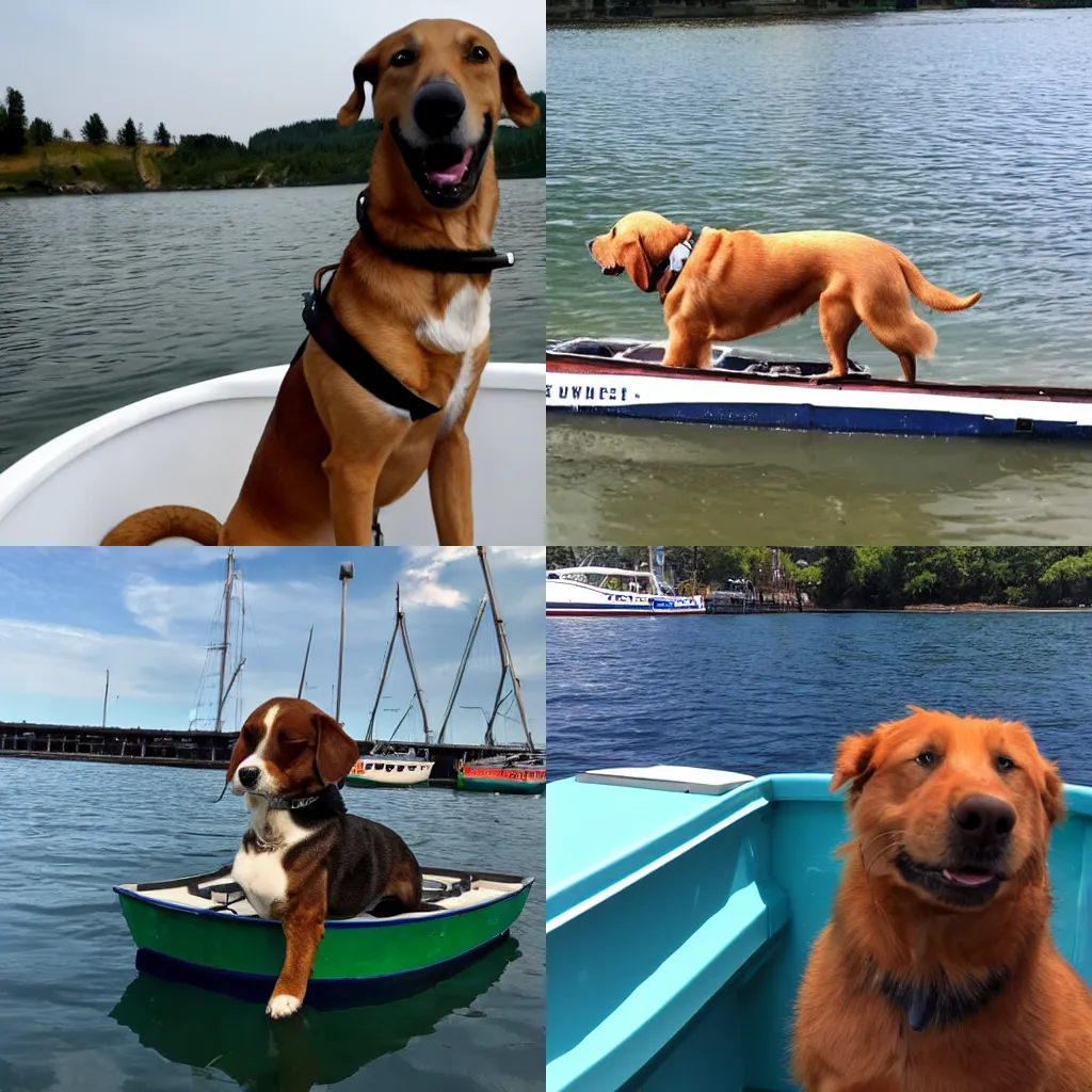 Prompt: a dog on a boat