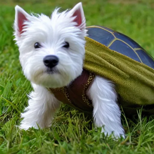 Prompt: a westie turtle hybrid