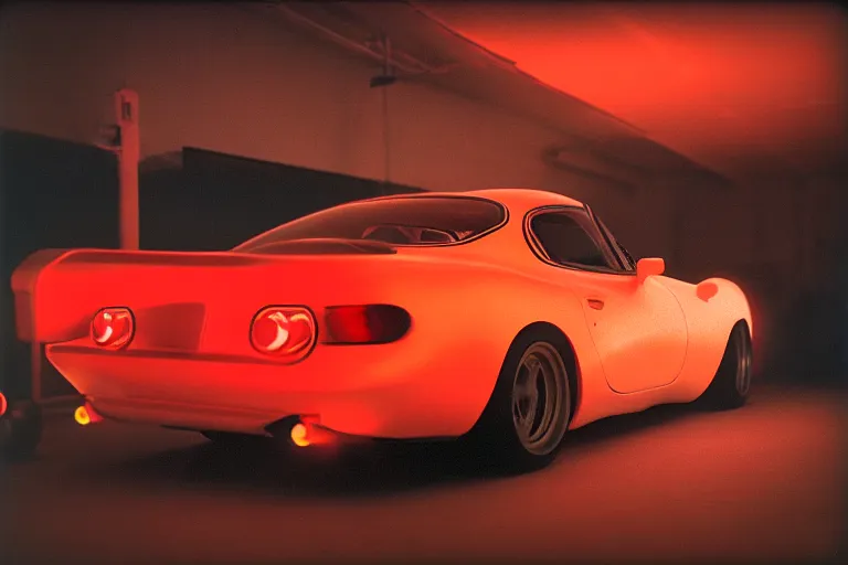 Image similar to 1 9 5 5 toyota supra thick neon lights, ektachrome photograph, volumetric lighting, f 8 aperture, cinematic eastman 5 3 8 4 film