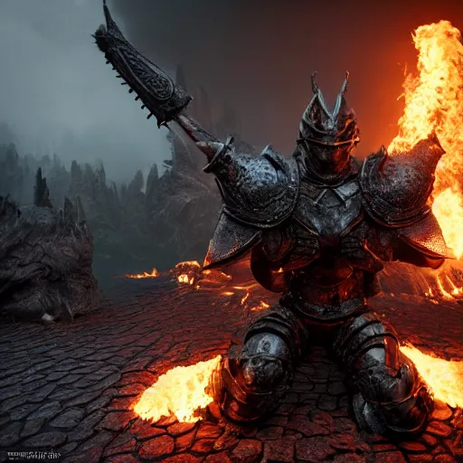 Image similar to hyperrealistic dslr film still of armor disguised as smoldering embers, in skyrim, stunning 8 k octane comprehensive 3 d render, inspired by istvan sandorfi & greg rutkowski & unreal engine, perfect symmetry, dim volumetric cinematic lighting, extremely hyper - detailed, extremely lifelike attributes & lifelike texture, intricate, masterpiece, artstation, stunning