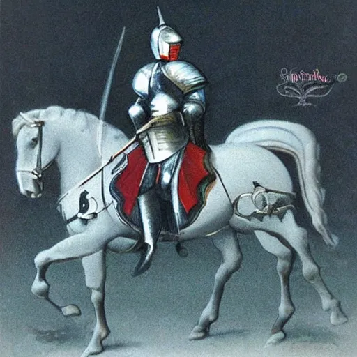 Image similar to knight in dazzling, shining armor, with many reflections on it from all directions