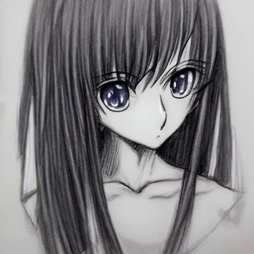 Image similar to sketch of an anime girl on a notebook by kentaro miura, pencil, charcoal