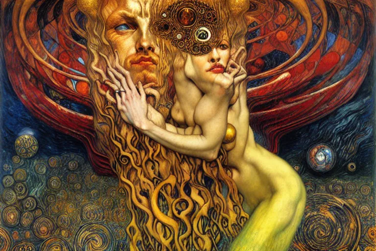 Image similar to Divine Chaos Engine by Karol Bak, Jean Delville, William Blake, Gustav Klimt, and Vincent Van Gogh, symbolist, visionary