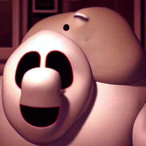 Prompt: “ baymax in horror movie, terrifying, rated r ”