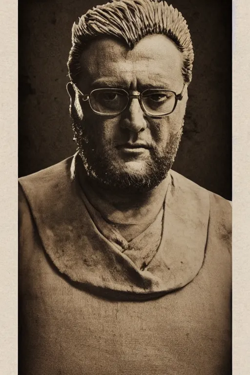 Prompt: king koopa, portrait, full body, symmetrical features, silver iodide, 1 8 8 0 photograph, sepia tone, aged paper, sergio leone, master prime lenses, cinematic