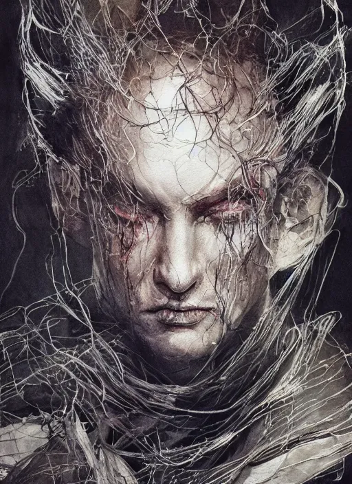 Image similar to portrait, The embodiment of chaos, watercolor, dramatic lighting, cinematic, establishing shot, extremely high detail, foto realistic, cinematic lighting, pen and ink, intricate line drawings, by Yoshitaka Amano, Ruan Jia, Kentaro Miura, Artgerm, post processed, concept art, artstation, matte painting, style by eddie mendoza, raphael lacoste, alex ross