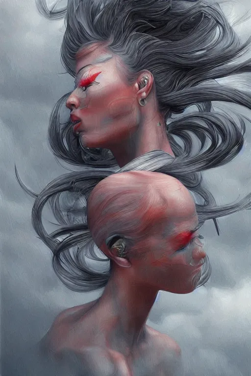 Image similar to hyper realistic painting of a storm by james jean trending on artstation. extremely detailed.