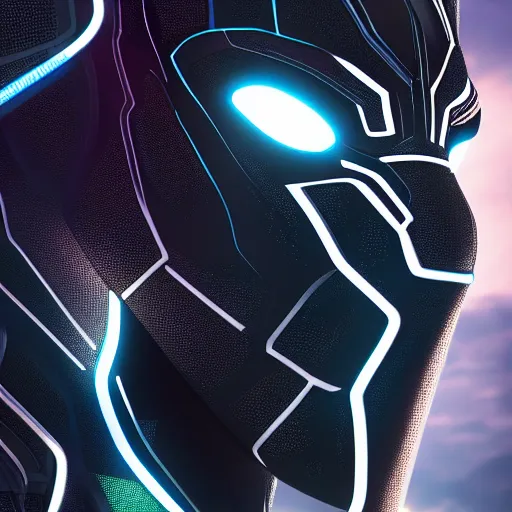 Image similar to a close up shot of Cyberpunk Black Panther, Neon, Cyborg, Cinematic, Epic, 8K,