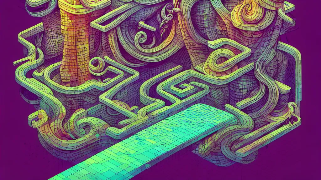 Image similar to twisted turn of fate abstraction, centered award winning ink pen illustration, isometric abstract illustration by dan mumford, edited by craola, overlay by beeple and tooth wu, tiny details by artgerm watercolor girl, symmetrically isometrically centered