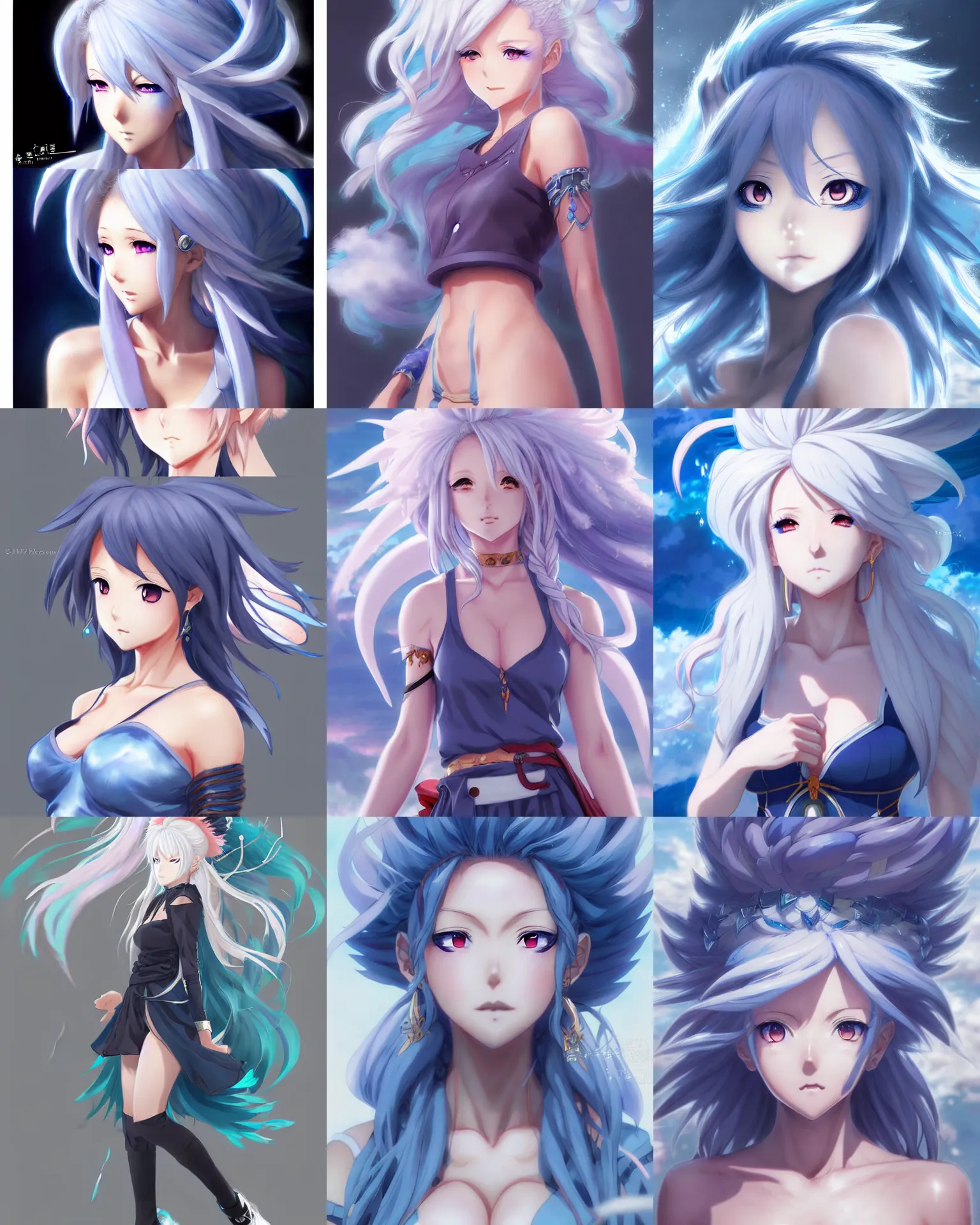 Prompt: character concept art of an anime anime anime stormy cloud goddess | | cute - fine - face, pretty face, realistic shaded perfect face, trending on pixiv fanbox, fine details by stanley artgerm lau, wlop, rossdraws, james jean, andrei riabovitchev, marc simonetti, and sakimichan