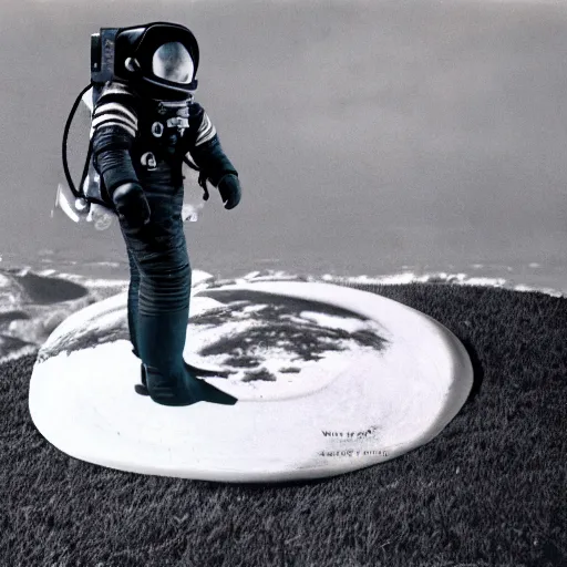 Image similar to surreal art of steed standing on astronaut that standing on all fours