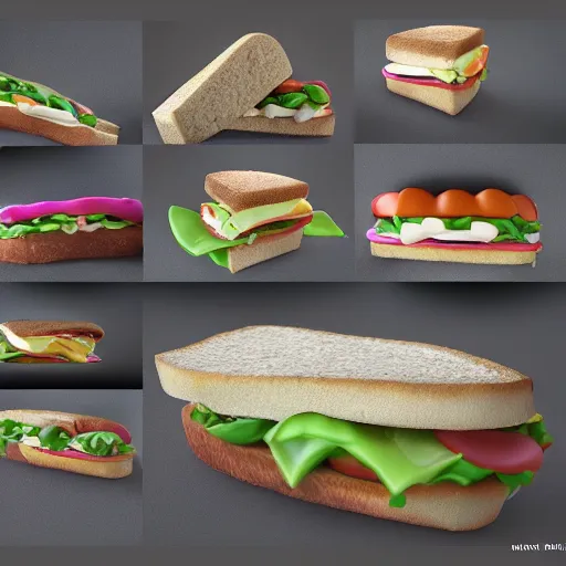 Image similar to sandwich in a disney style, 3 d render octane