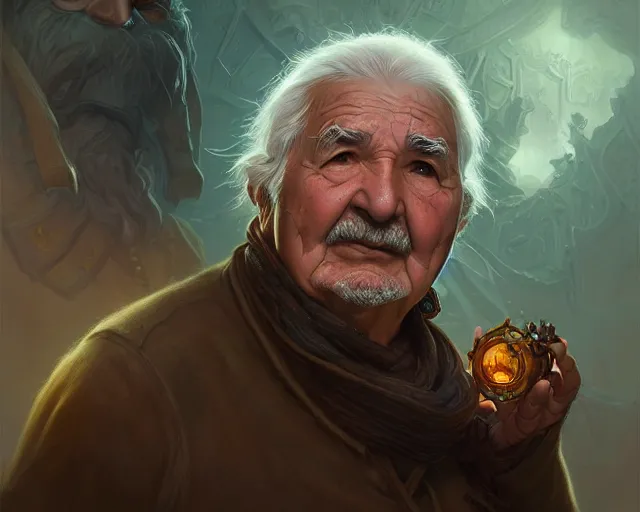 Prompt: old engineer, pepe mujica, deep focus, d & d, fantasy, intricate, elegant, highly detailed, digital painting, artstation, concept art, matte, sharp focus, illustration, hearthstone, art by artgerm and greg rutkowski and alphonse mucha